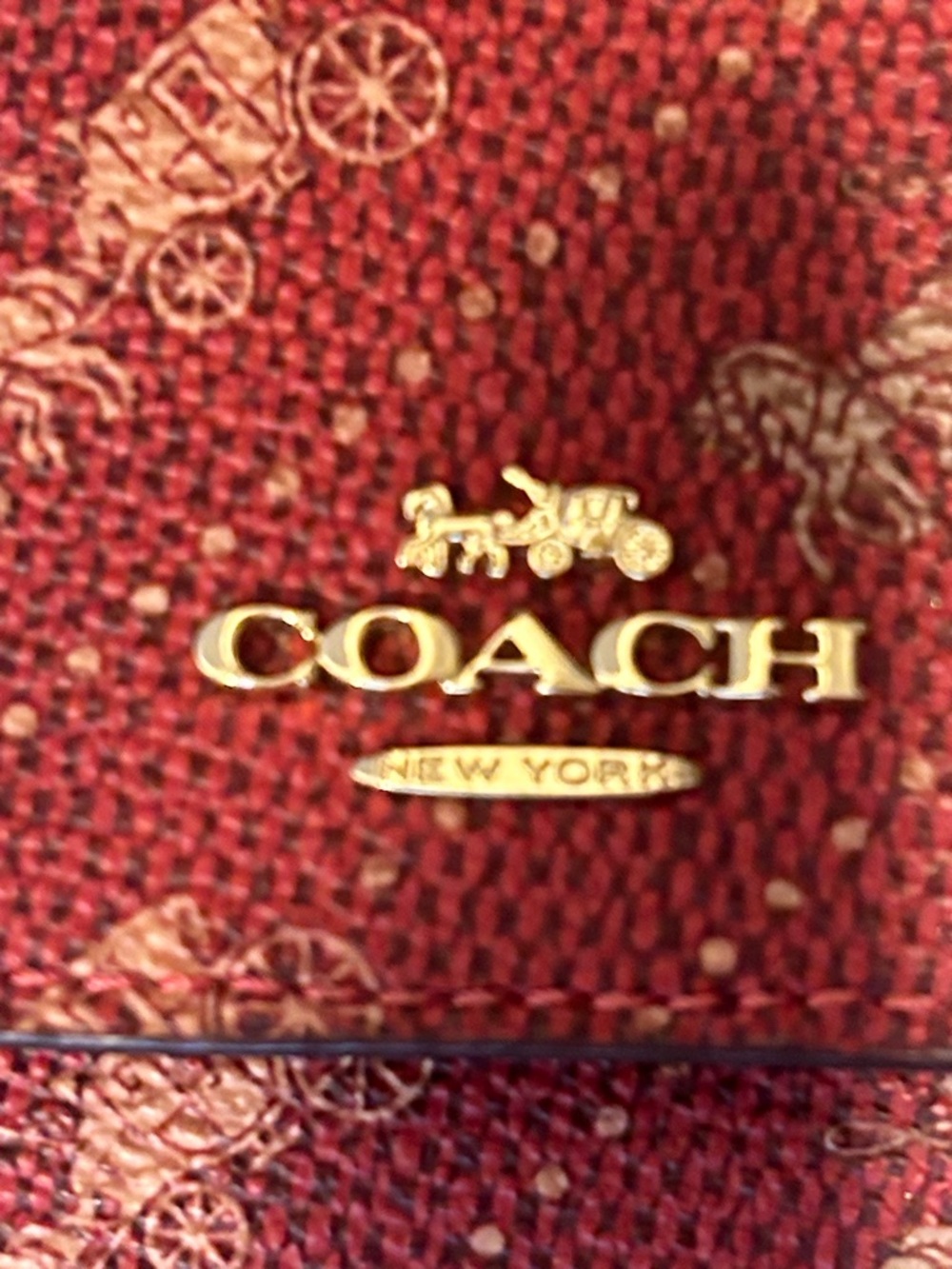 Coach Red Signature Leather Key Pouch with Gold Hardware - Picture 4 of 12